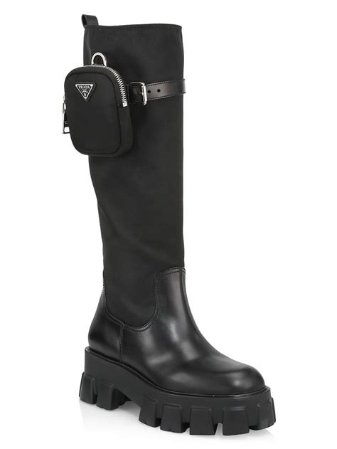 prada tall leather boots strap womens|prada snakeskin boots.